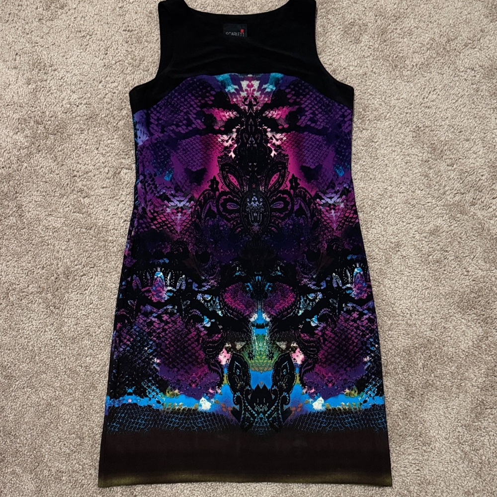 Scarlett Black and Purple Patterned Mini Dress